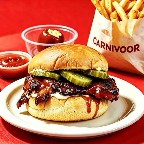 Seoul Time Burger: soya sosuyla marine kemiksiz tavuk, Kore usulü sos ve turşu